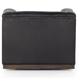 Emmy Rustic Lodge Black Leather Tufted Nailhead Trim Swivel Club Chair|