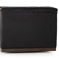 Emmy Rustic Lodge Black Leather Tufted Nailhead Trim Swivel Club Chair|