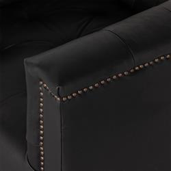 Emmy Rustic Lodge Black Leather Tufted Nailhead Trim Swivel Club Chair|