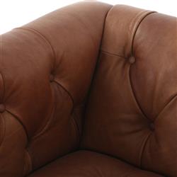 Emmy Rustic Lodge Warm Brown Leather Tufted Nailhead Trim Swivel Club Chair|