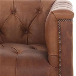 Emmy Rustic Lodge Warm Brown Leather Tufted Nailhead Trim Swivel Club Chair|