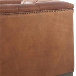 Emmy Rustic Lodge Warm Brown Leather Tufted Nailhead Trim Swivel Club Chair|