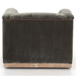 Emmy Rustic Lodge Grey Velvet Tufted Nailhead Trim Swivel Club Chair|
