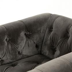 Emmy Rustic Lodge Grey Velvet Tufted Nailhead Trim Swivel Club Chair|