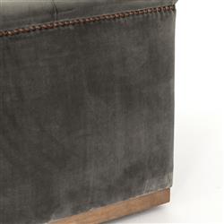 Emmy Rustic Lodge Grey Velvet Tufted Nailhead Trim Swivel Club Chair|