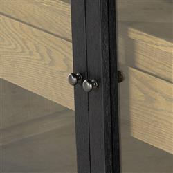 Clarence Rustic Lodge Black Oak Wood Clear Glass 4 Door Media Cabinet - 78"W|