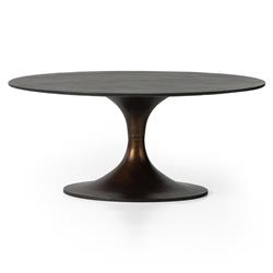 Mona French Country Brown Aluminum Round Pedestal Coffee Table|