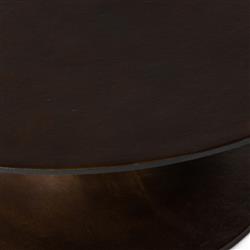 Mona French Country Brown Aluminum Round Pedestal Coffee Table|