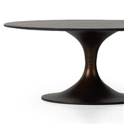 Mona French Country Brown Aluminum Round Pedestal Coffee Table|