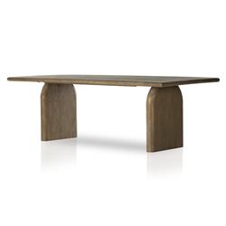 Suriya Rustic Brown Wood Rectangular Double Pedestal Dining Table - 94"W|