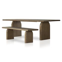 Suriya Rustic Brown Wood Rectangular Double Pedestal Dining Table - 94"W|