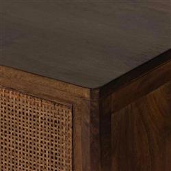 Rhian Coastal Beach Brown Mango Wood Frame Woven Cane 6 Drawer Double Dresser|