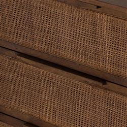 Rhian Coastal Beach Brown Mango Wood Frame Woven Cane 6 Drawer Double Dresser|