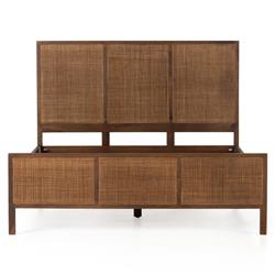 Rhian Coastal Beach Dark Brown Woven Cane Mango Wood Frame Bed - King|