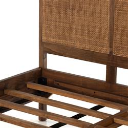 Rhian Coastal Beach Dark Brown Woven Cane Mango Wood Frame Bed - King|