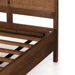 Rhian Coastal Beach Dark Brown Woven Cane Mango Wood Frame Bed - King|