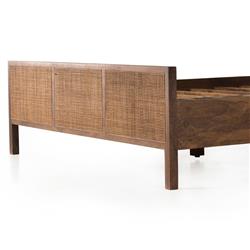 Rhian Coastal Beach Dark Brown Woven Cane Mango Wood Frame Bed - King|