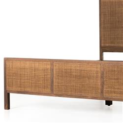 Rhian Coastal Beach Dark Brown Woven Cane Mango Wood Frame Bed - King|