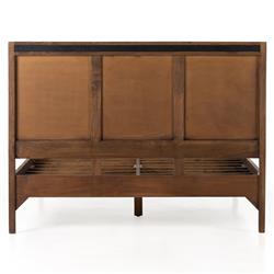 Rhian Coastal Beach Dark Brown Woven Cane Mango Wood Frame Bed - King|