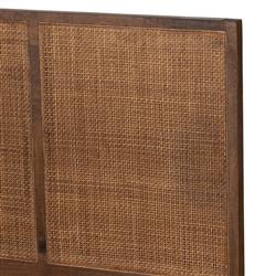 Rhian Coastal Beach Dark Brown Woven Cane Mango Wood Frame Bed - King|