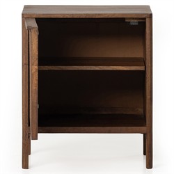 Rhian Coastal Beach Woven Cane Brown Black Mango Wood Left Facing Nightstand|