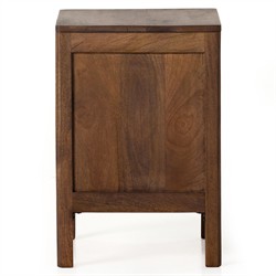 Rhian Coastal Beach Woven Cane Brown Black Mango Wood Left Facing Nightstand|