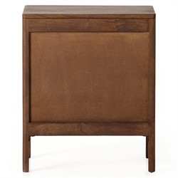 Rhian Coastal Beach Woven Cane Brown Black Mango Wood Left Facing Nightstand|