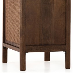 Rhian Coastal Beach Woven Cane Brown Black Mango Wood Left Facing Nightstand|