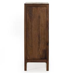 Rhian Coastal Beach Brown Woven Cane Mango Wood 3 Drawer Tall Chest Dresser|