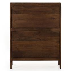 Rhian Coastal Beach Brown Woven Cane Mango Wood 3 Drawer Tall Chest Dresser|