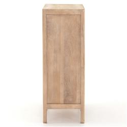 Rhian Coastal Beach Natural Mango Wood Woven Cane Wood Tall Chest Dresser|