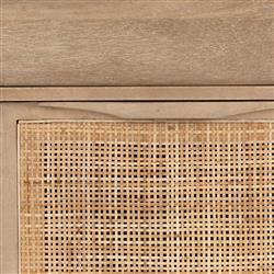 Rhian Coastal Beach Natural Mango Wood Woven Cane Wood Tall Chest Dresser|