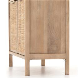 Rhian Coastal Beach Natural Mango Wood Woven Cane Wood Tall Chest Dresser|