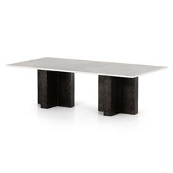 Hanne Mid Century White Marble Black Aluminum Base Rectangular Coffee Table|