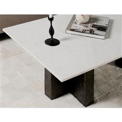 Hanne Mid Century White Marble Black Aluminum Base Rectangular Coffee Table|