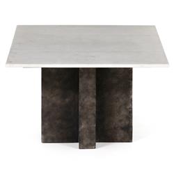 Hanne Mid Century White Marble Black Aluminum Base Rectangular Coffee Table|