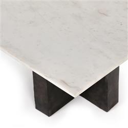 Hanne Mid Century White Marble Black Aluminum Base Rectangular Coffee Table|