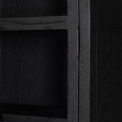 Ivan Mid Century Matte Black Solid Oak Wood 2 Glass Door Arched Display Case|