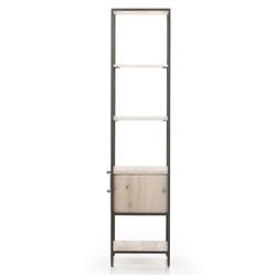 Theodore Industrial Loft Dove White Wood Grey Iron Frame 2 Drawer Display Bookcase|