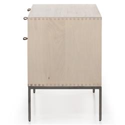 Theodore Industrial Loft Dove White Wood Grey Iron 4 Drawer Filing Credenza|