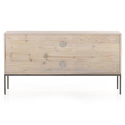 Theodore Industrial Loft Dove White Wood Grey Iron 4 Drawer Filing Credenza|