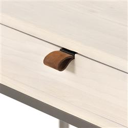 Theodore Industrial Loft Dove White Wood Grey Iron Base 3 Drawer Writing Desk|