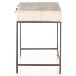 Theodore Industrial Loft Dove White Wood Grey Iron Base 3 Drawer Writing Desk|
