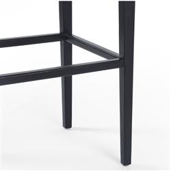 Vin Coastal White Upholstered Cushion Natural Woven Cane Black Wood Counter Stool|