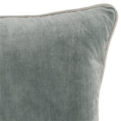 Karen Mid Century Modern Natural Piping Sage Green Velvet Throw Pillow - 18x18|