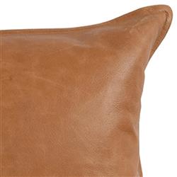 Selene Modern Classic Chestnut Brown Leather Lumbar Pillow - 16x36|