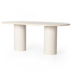 Gary Modern Classic Cream Solid Marble Oval Dining Table - 78''W|