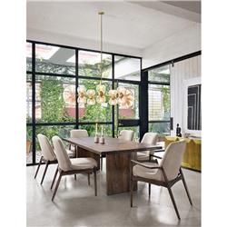 Olena Mid Century Modern Beige Upholstered Brown Wood Dining Arm Chair|