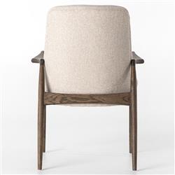 Olena Mid Century Modern Beige Upholstered Brown Wood Dining Arm Chair|