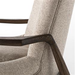 Olena Mid Century Modern Beige Upholstered Brown Wood Dining Arm Chair|